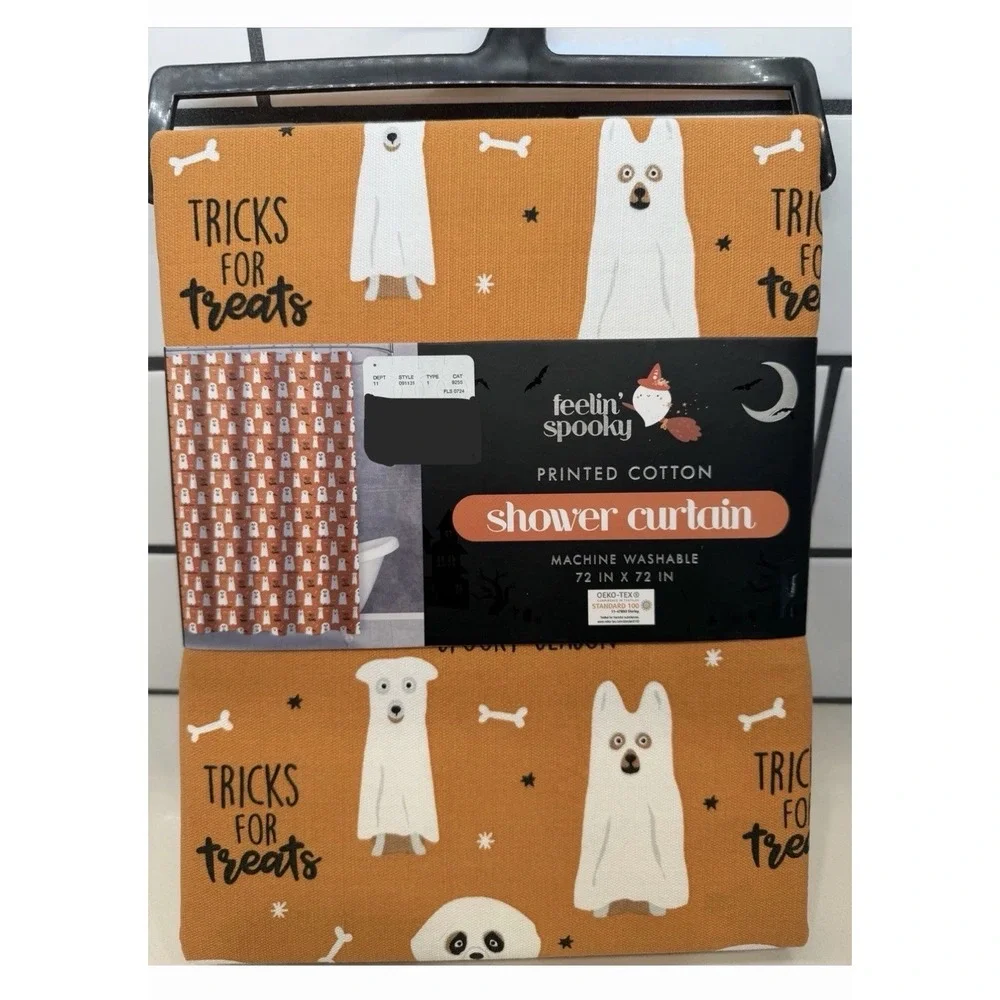 Feelin Spooky Home Dog Parade Shower Curtain Halloween 72